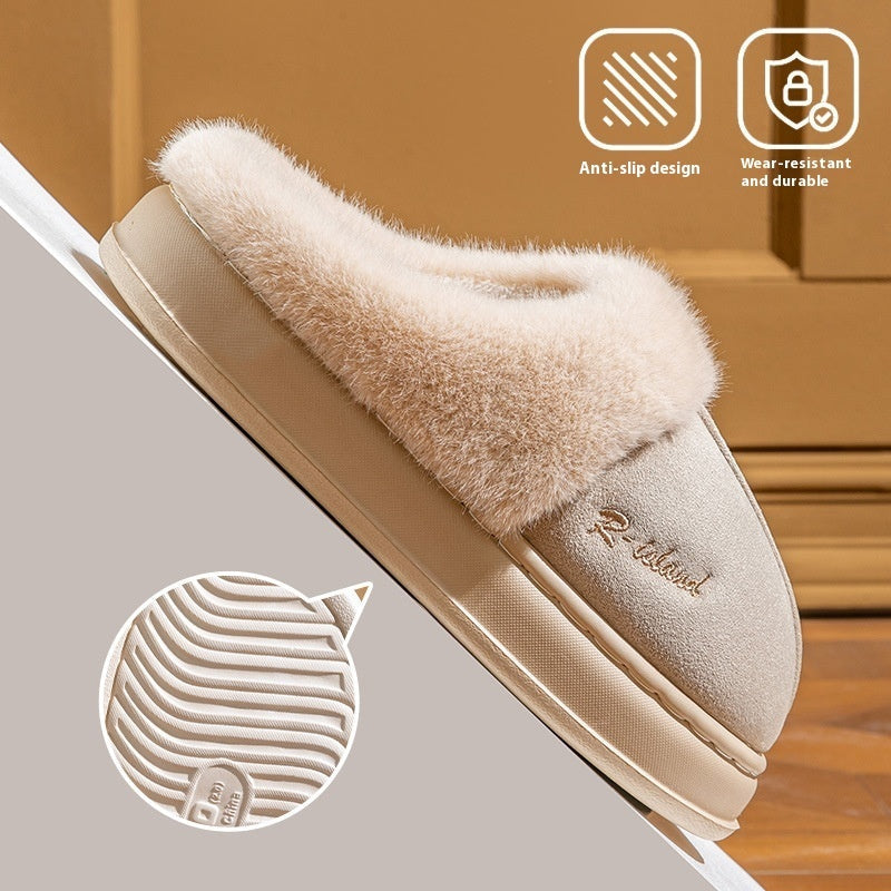 New Winter Cosy Warm Couple Style Concise Fluffy Slippers Women Men Non-slip Soft Slides Indoor Mule Ladies' Home Cotton Shoes null