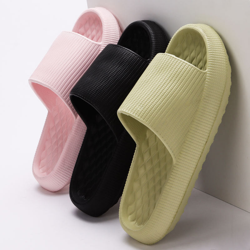 Summer EVA Slippers Solid Color Rhombus Stripe Anti-slip Slippers New Women's Home Shoes null