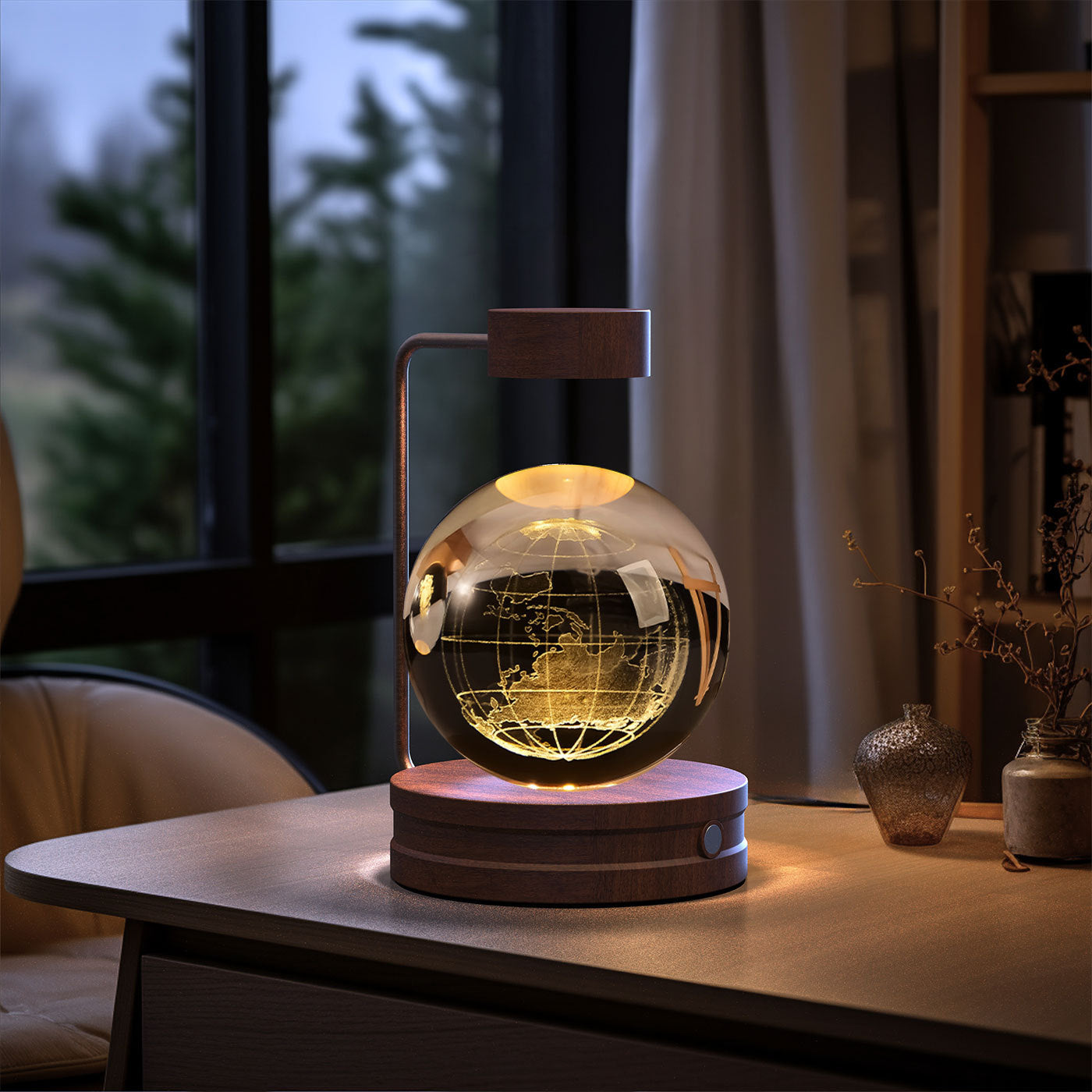 Crystal Ball Cosmic Dinosaur Indoor Night Light USB Power Warm Bedside Light Birthday Gift Night Lamp null