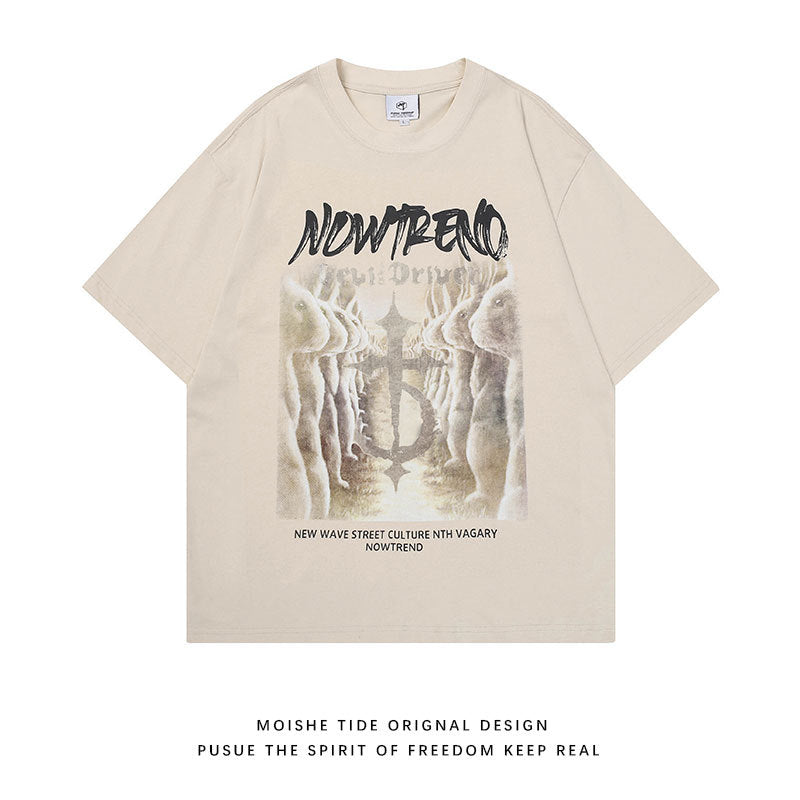 Retro Graffiti Letter Print Short-sleeve T-shirt