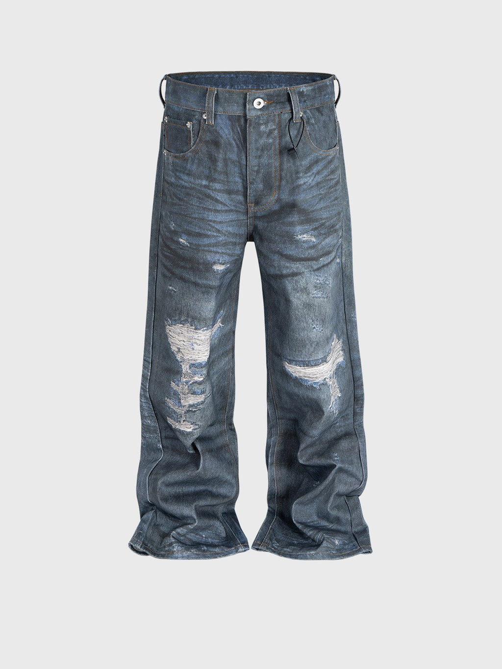 Men's And Women's Straight Worn Looking Washed-out Trousers