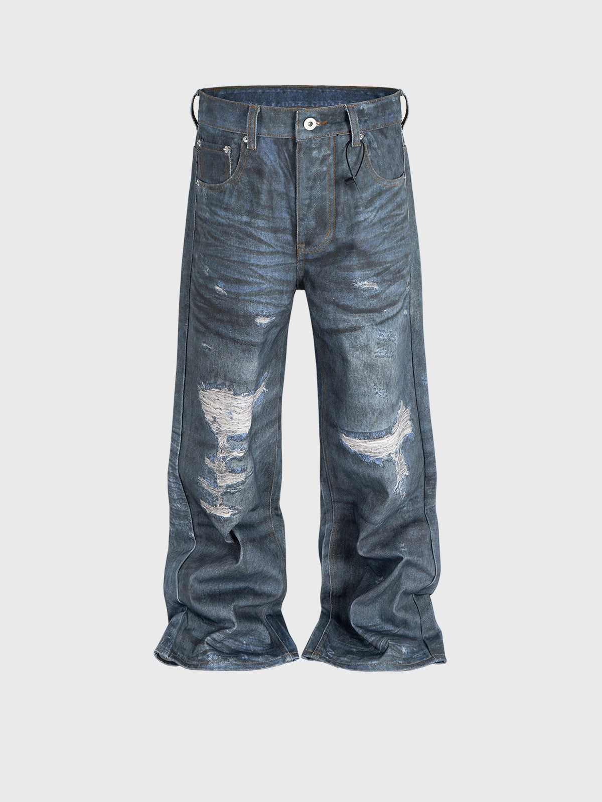 Men's And Women's Straight Worn Looking Washed-out Trousers