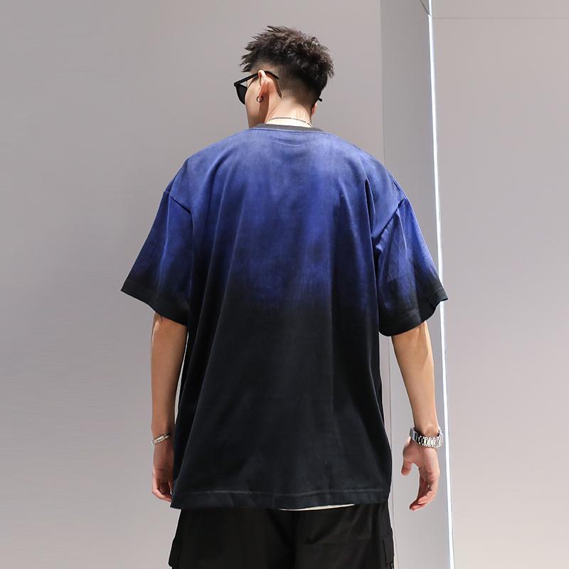 Plus Size Gradient T-shirt Men's Loose Short-sleeved Top