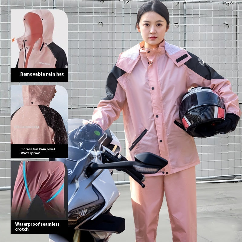 Men's Minimalist Color Blocked Split Motorcycle Raincoat