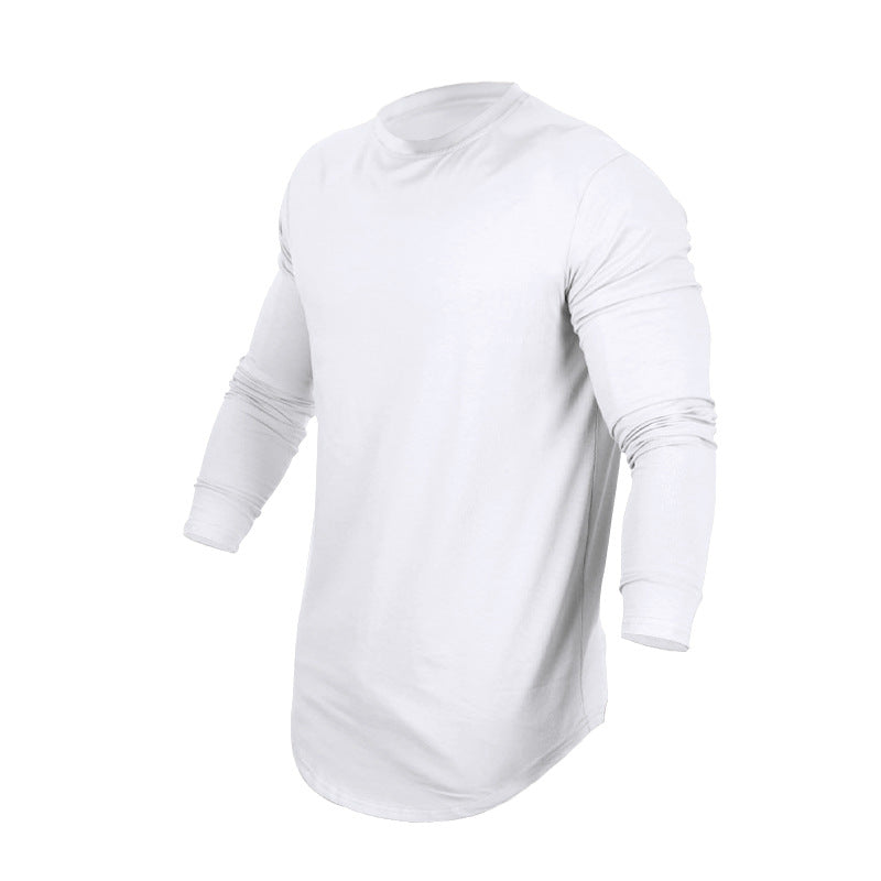 Men's Long-sleeved Casual Round Neck Solid Color Top Bottoming T-shirt