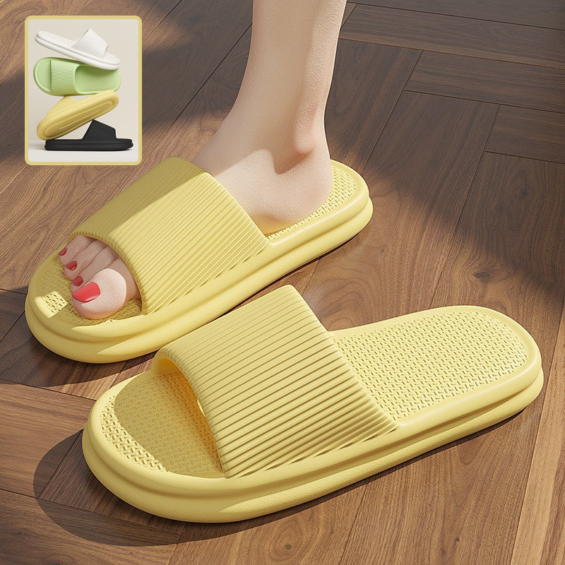 Striped Design Home Slippers For Women Men Soft Anti-slip Floor Bathroom Slippers Solid House Shoes null