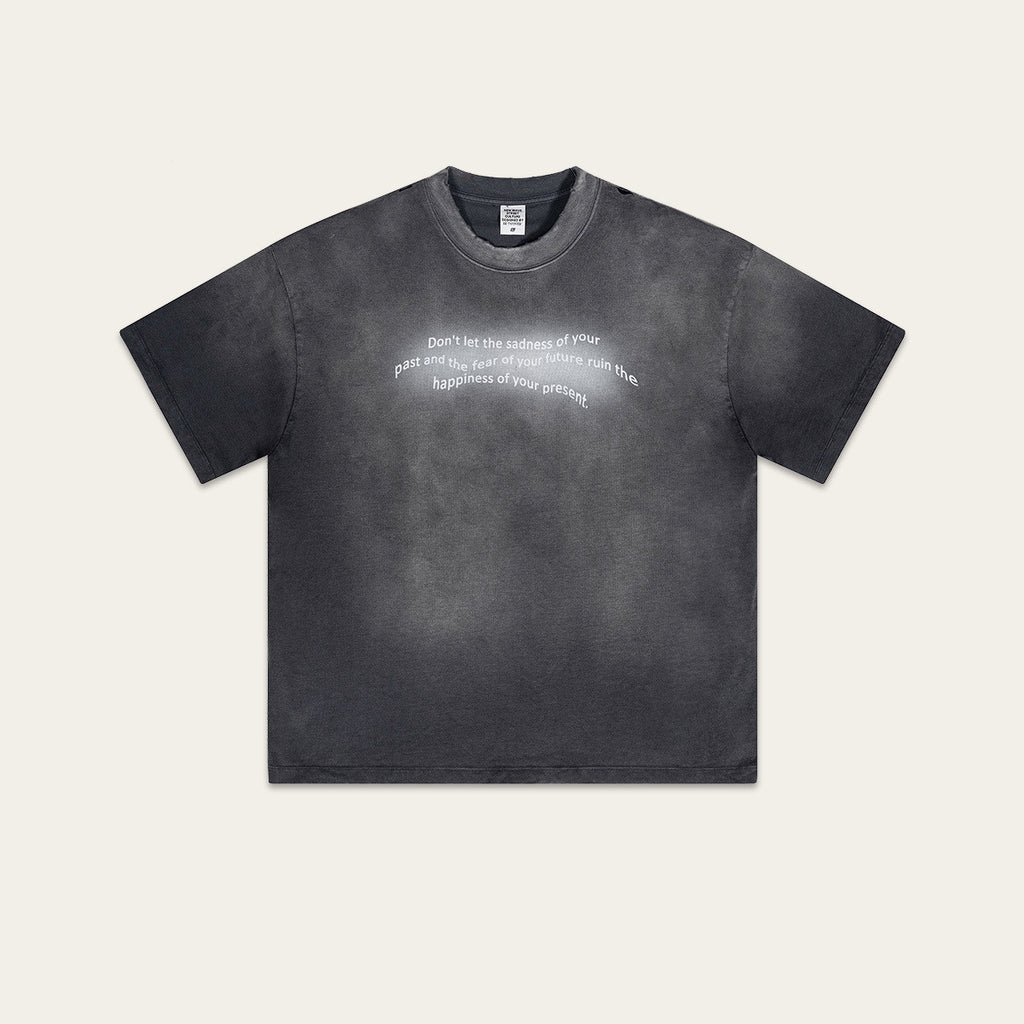 Retro Washed Heavy Small Neckline Short Sleeve