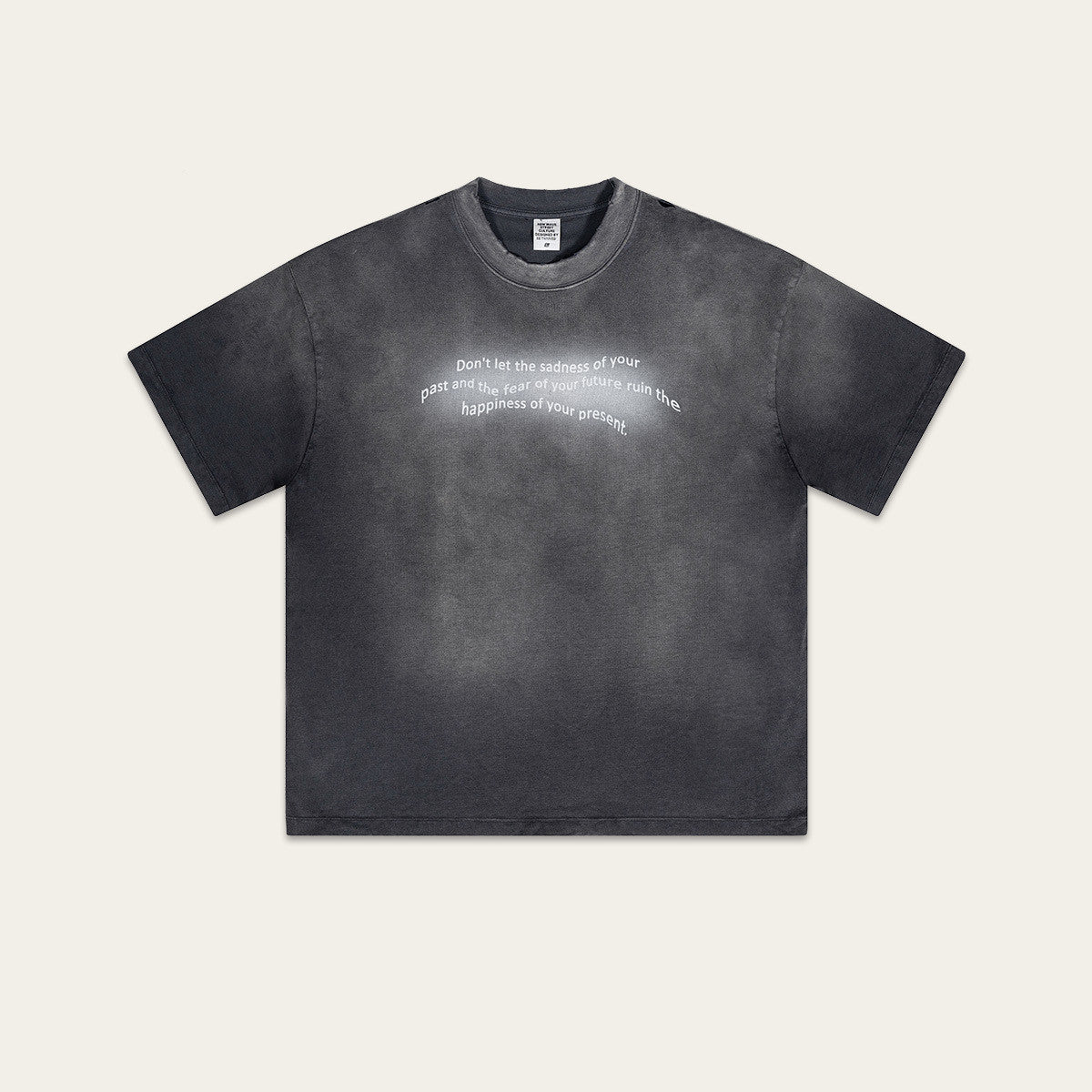 Retro Washed Heavy Small Neckline Short Sleeve