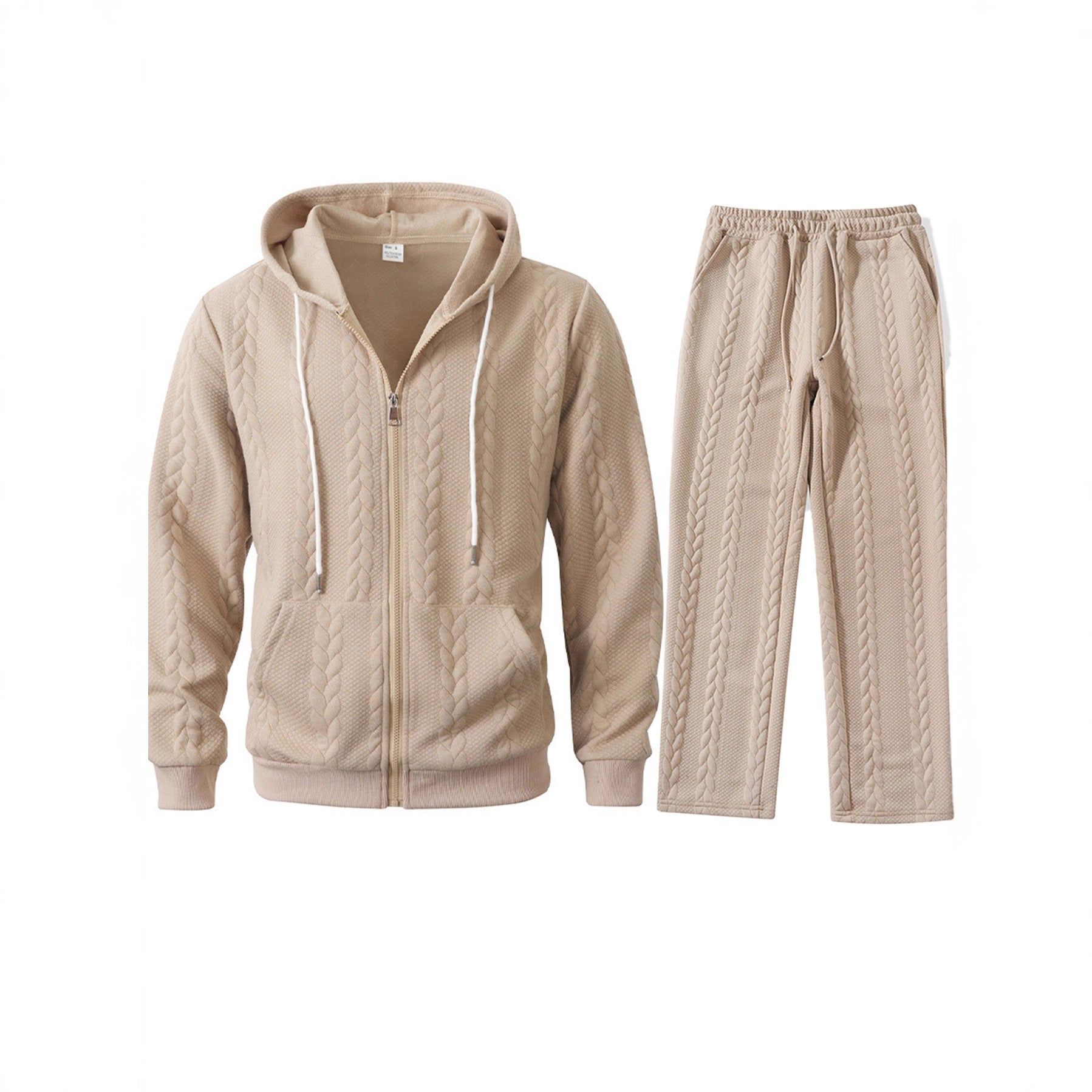 Men's Jacquard Casual Top Hoodie Cardigan Set