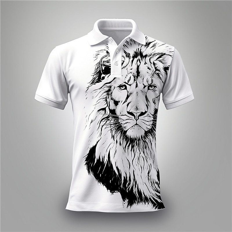 Summer Lion Printing Business Casual T-shirt
