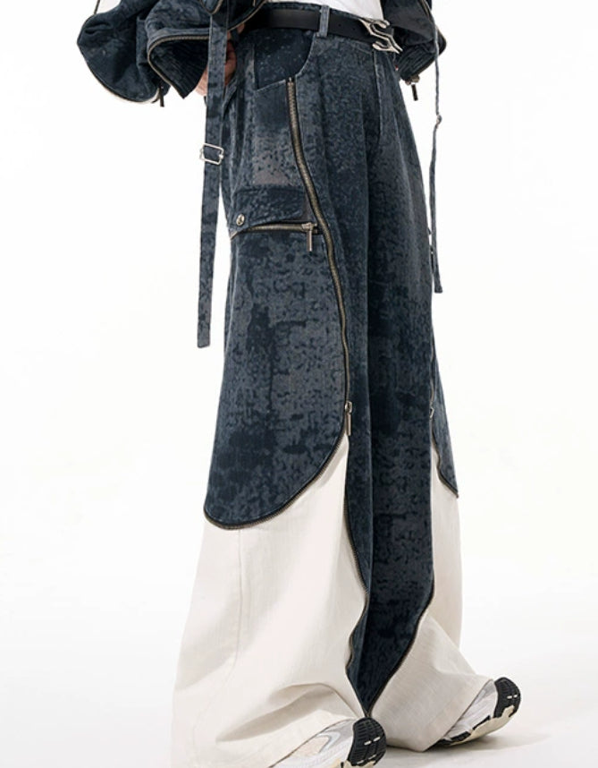 Zipper Structure Stitching Design Sense Machete Jeans