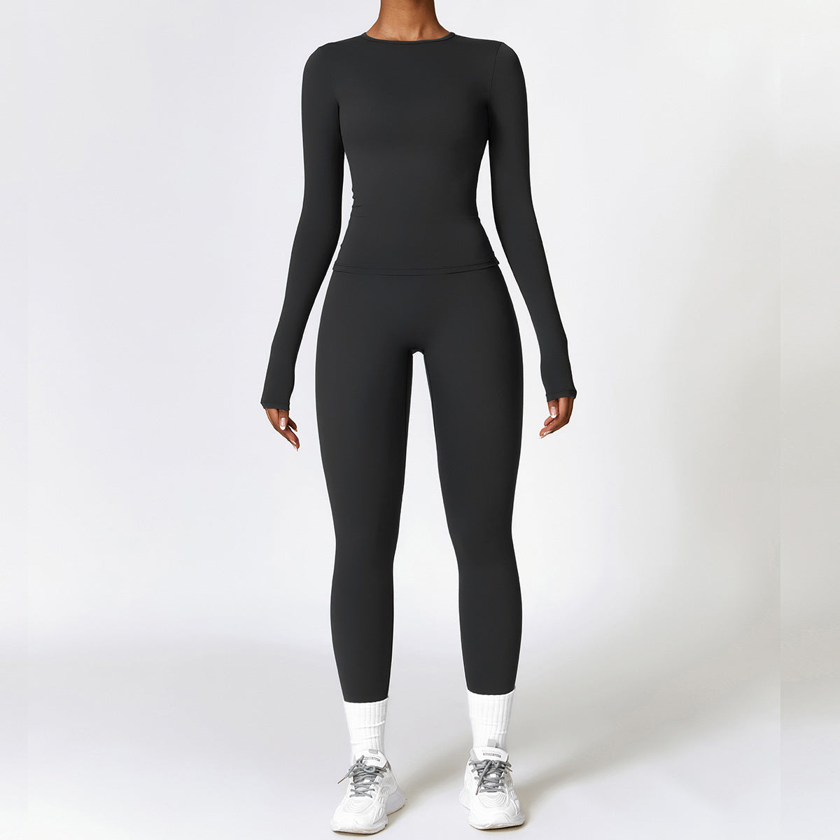 Tight-fitting Brushed Yoga Suit Quick-drying Fitness Clothes  Fitness Long Sleeve Tracksuits Sports Suit Gym Top High Waist Leggings Women Sets Yoga Set null