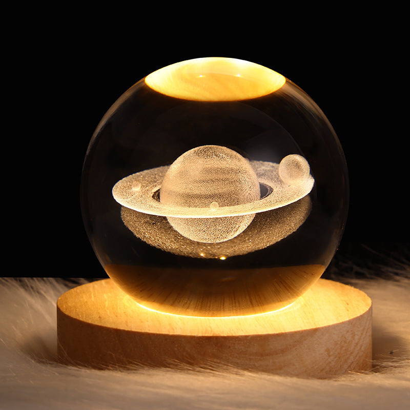 Luminous Starry Sky And Planets Moon Moon Crystal Ball Small Night Lamp Projection Ambience Light Creative Gift New Strange Gift null