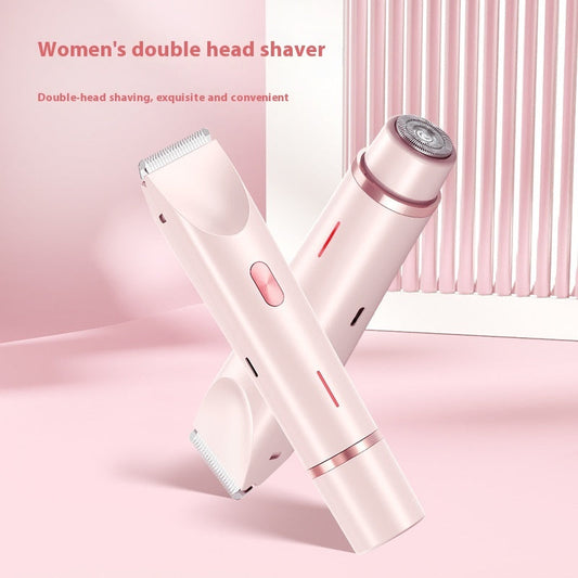 2 In 1 Hair Remover Women's Double Head Shaver Private Pubic Hair Trimmer Electric Razor Wet Dry Electric Body Hair null