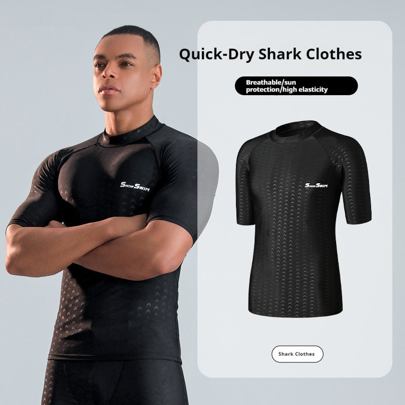 Men's Polyester Swimsuit Fifth Pants Quick-drying Anti-embarrassment Loose Plus Size