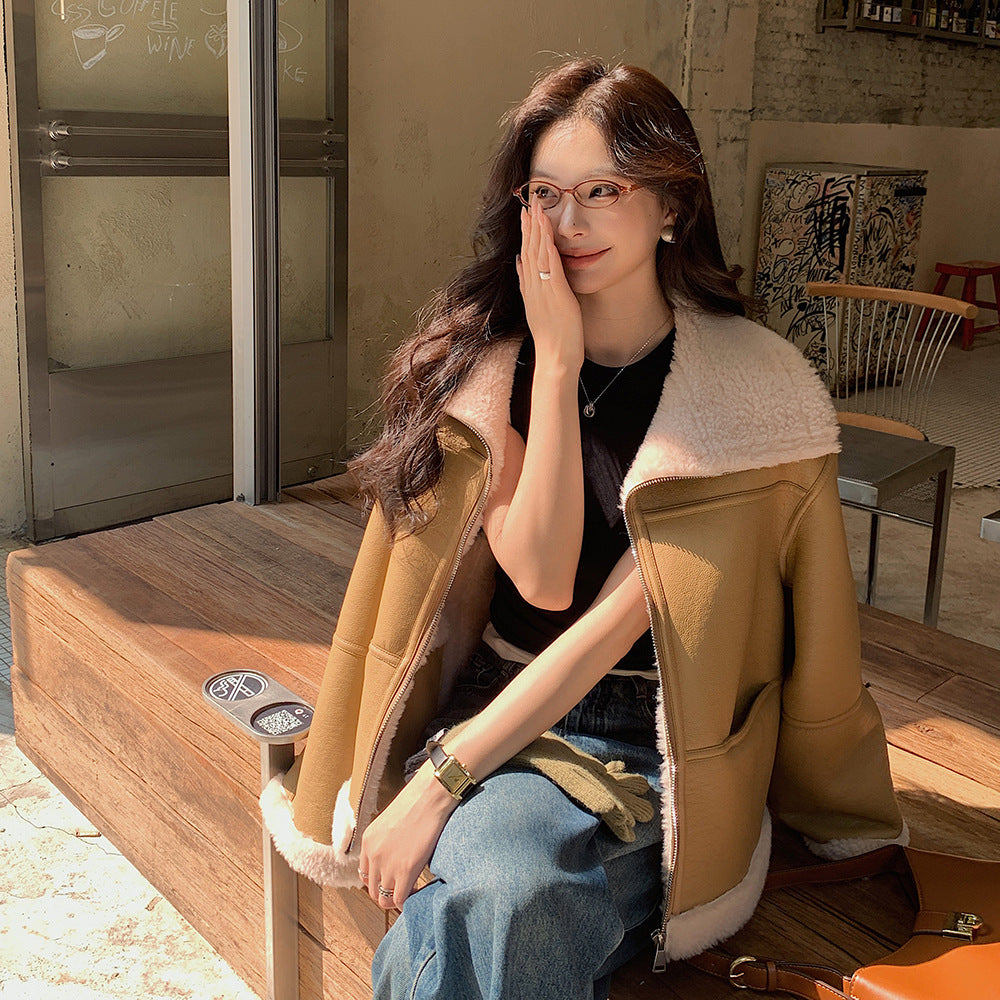 New Winter Lambswool Fur Coat For Women