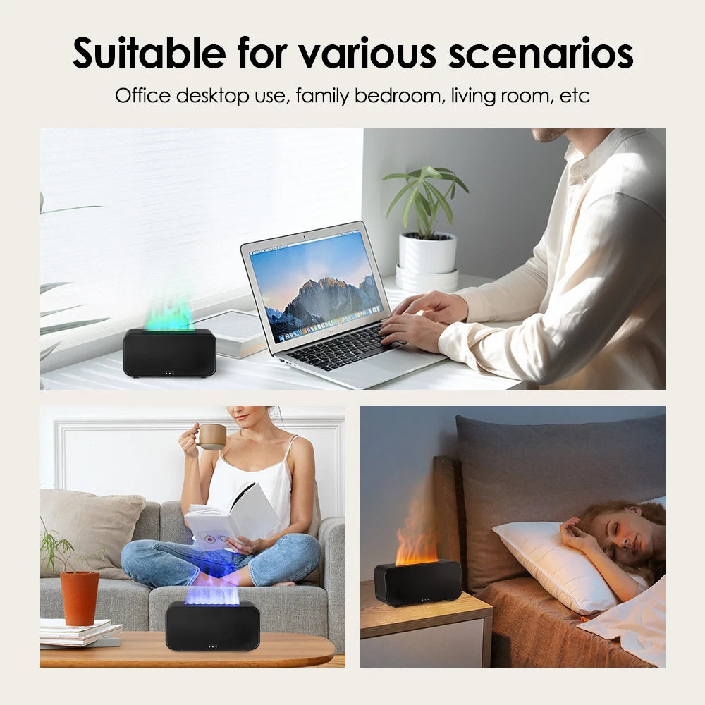 Simulation Flame Aromatherapy Machine Mini Air Humidifier Portable Aromatherapy Machine, Flame Diffuser Humidifier USB Essential Oil Aromatherapy Atmosphere Lamp Household Humidifier null