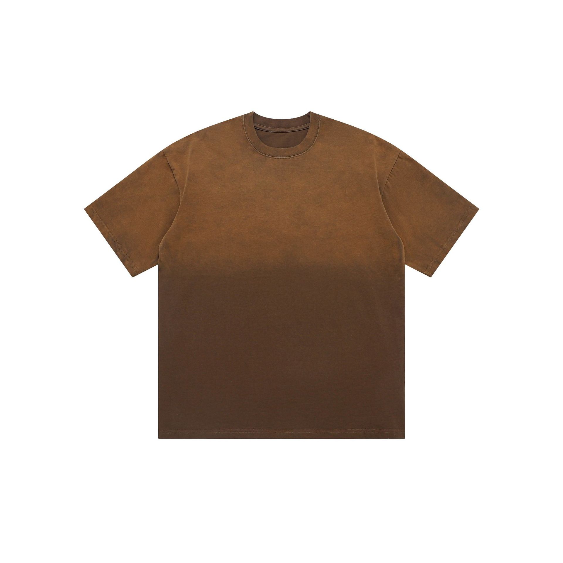 American Retro Double Yarn Pure Cotton Gradient Color Short Sleeve Men