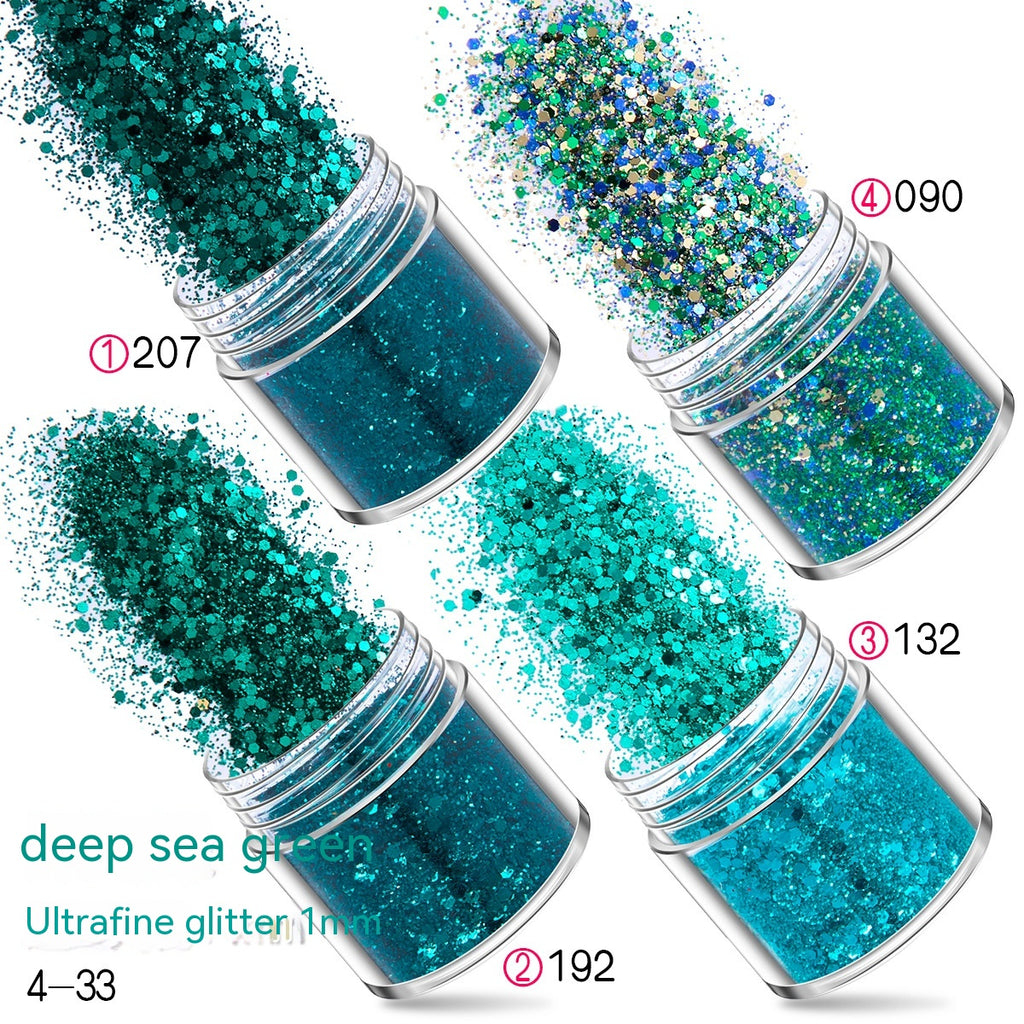 Green Manicure Set 12 Colors Mixed Nail Sequins Glitter Powder Gradient Laser Powder
