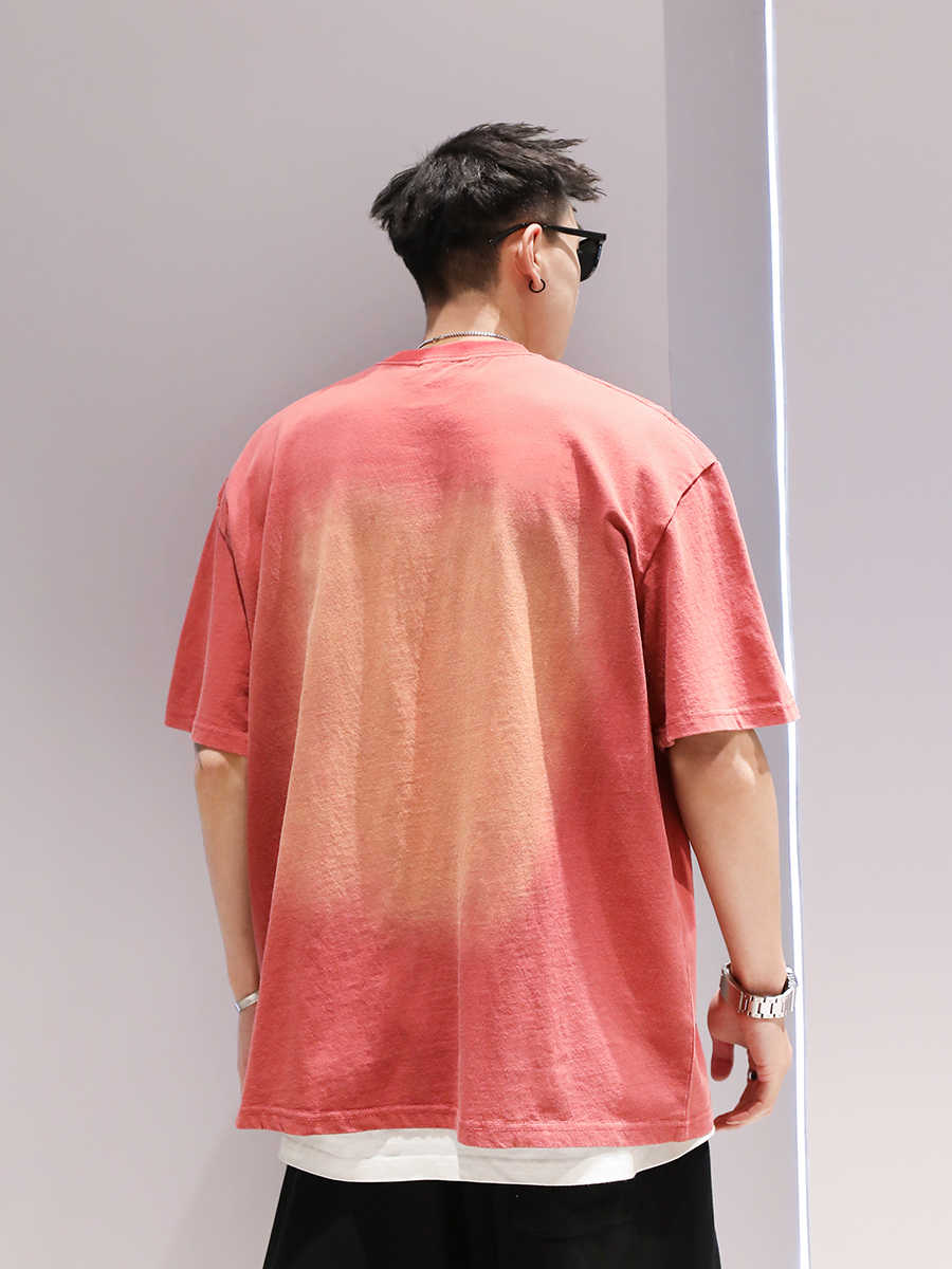 Gradient Washed Fashionable T-shirt Men's Fashion Couple Short Sleeve