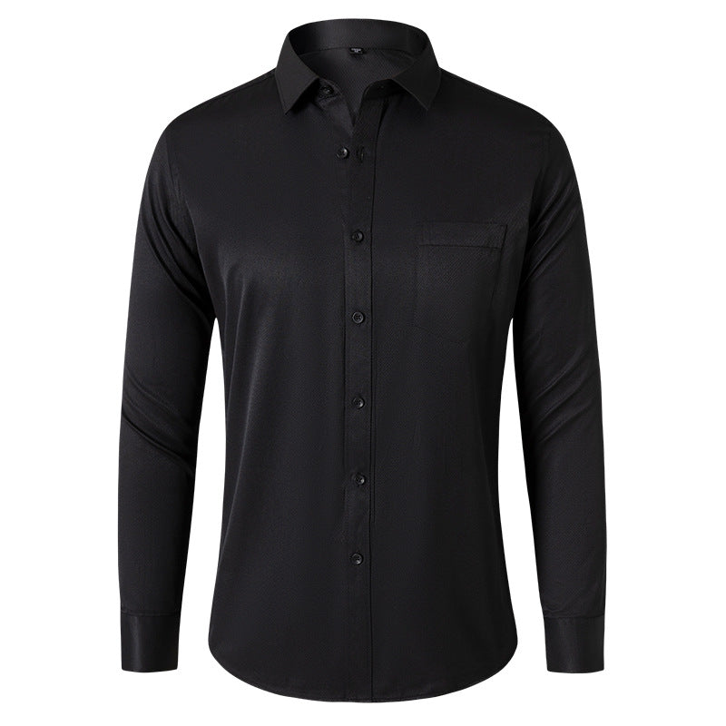 Solid Color Long Sleeve Men's Shirt Black Casual New Fashion