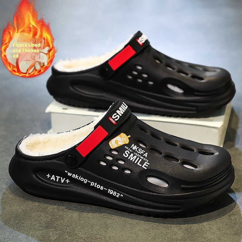 Men's Fleece-Lined Warm Indoor Cotton Slippers