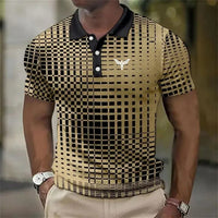 Men's Short-sleeved Polo Shirt Plaid Bat Pattern