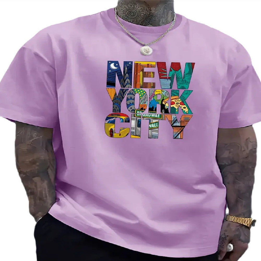 Men's And Women's Short-sleeved Shirt Printed With Letters