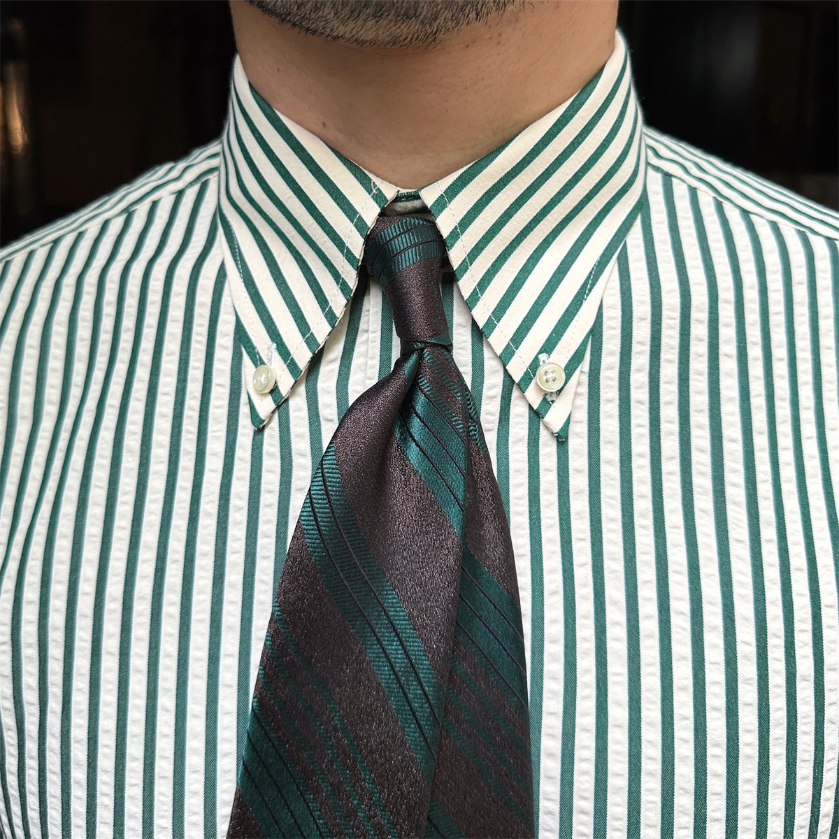 Men's Seersucker Breathable Stripes Long-sleeved Shirt