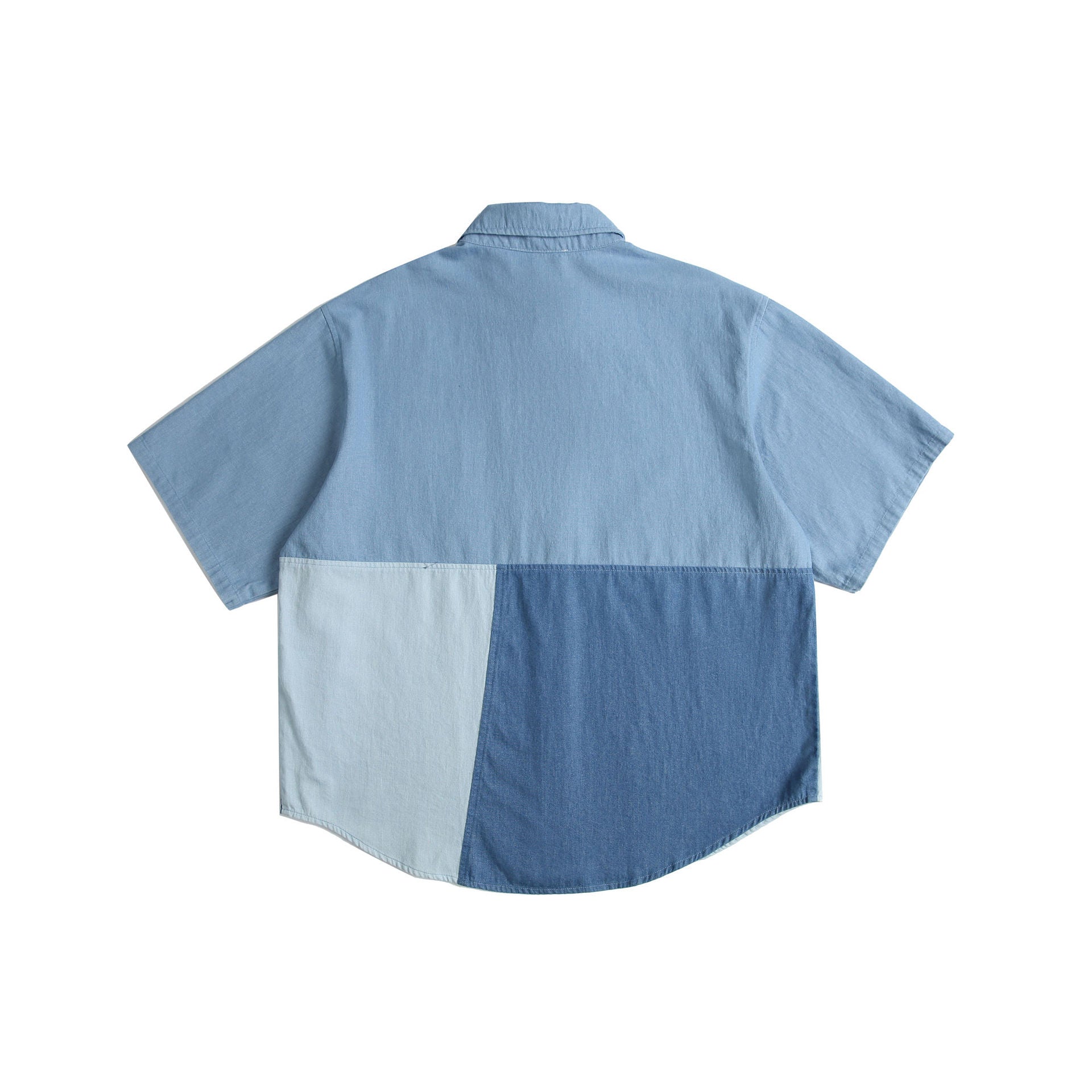 American Street Irregular Color Matching Short Sleeve Shirt