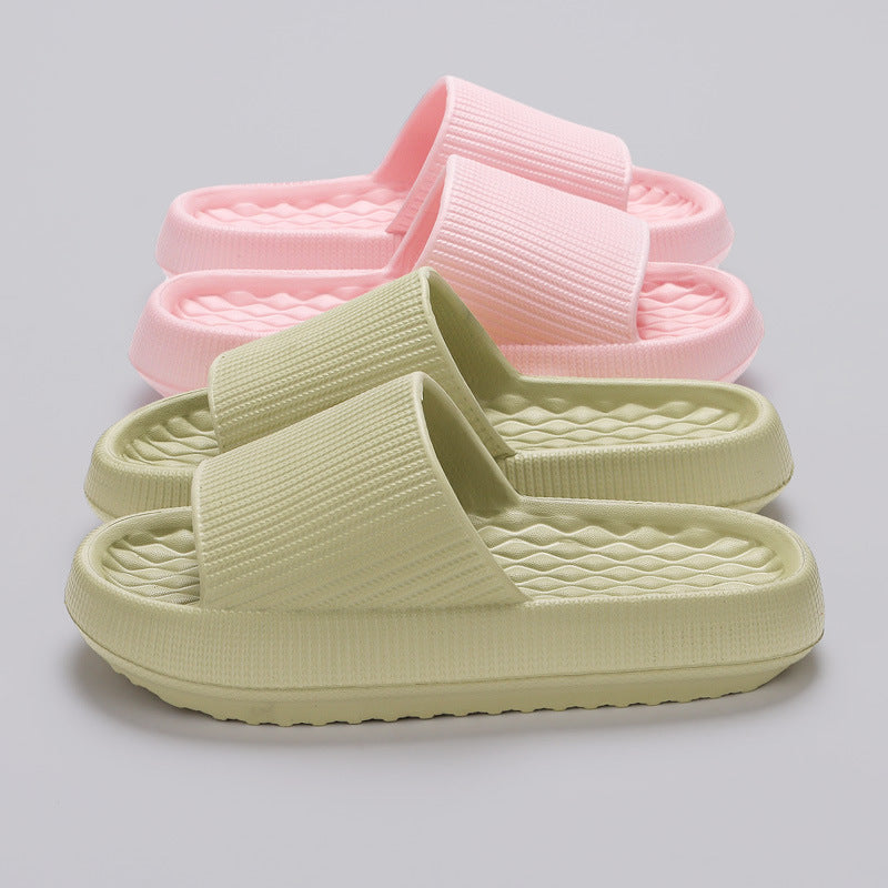 Summer EVA Slippers Solid Color Rhombus Stripe Anti-slip Slippers New Women's Home Shoes null