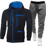 Men's Solid Color Sports Casual Jacquard Sweatshirt Fleece Hooded Cardigan Men's Suit