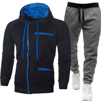 Men's Solid Color Sports Casual Jacquard Sweatshirt Fleece Hooded Cardigan Men's Suit