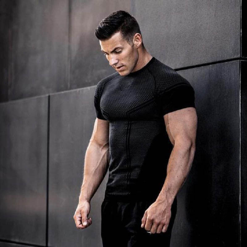 Summer Men's Solid Color Fashion Round Neck Sports Short Sleeve