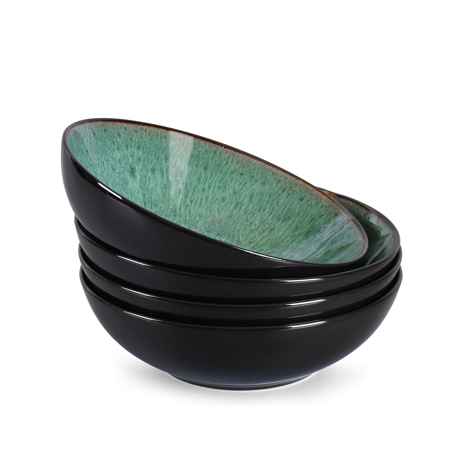 Creative Western  Kiln Change Peacock Green Bowl 30oz Bowl Set Of 4 For Cereal, Salad, Pasta, Soup, Dessert, Serving Dishwasher, Microwave And Oven null