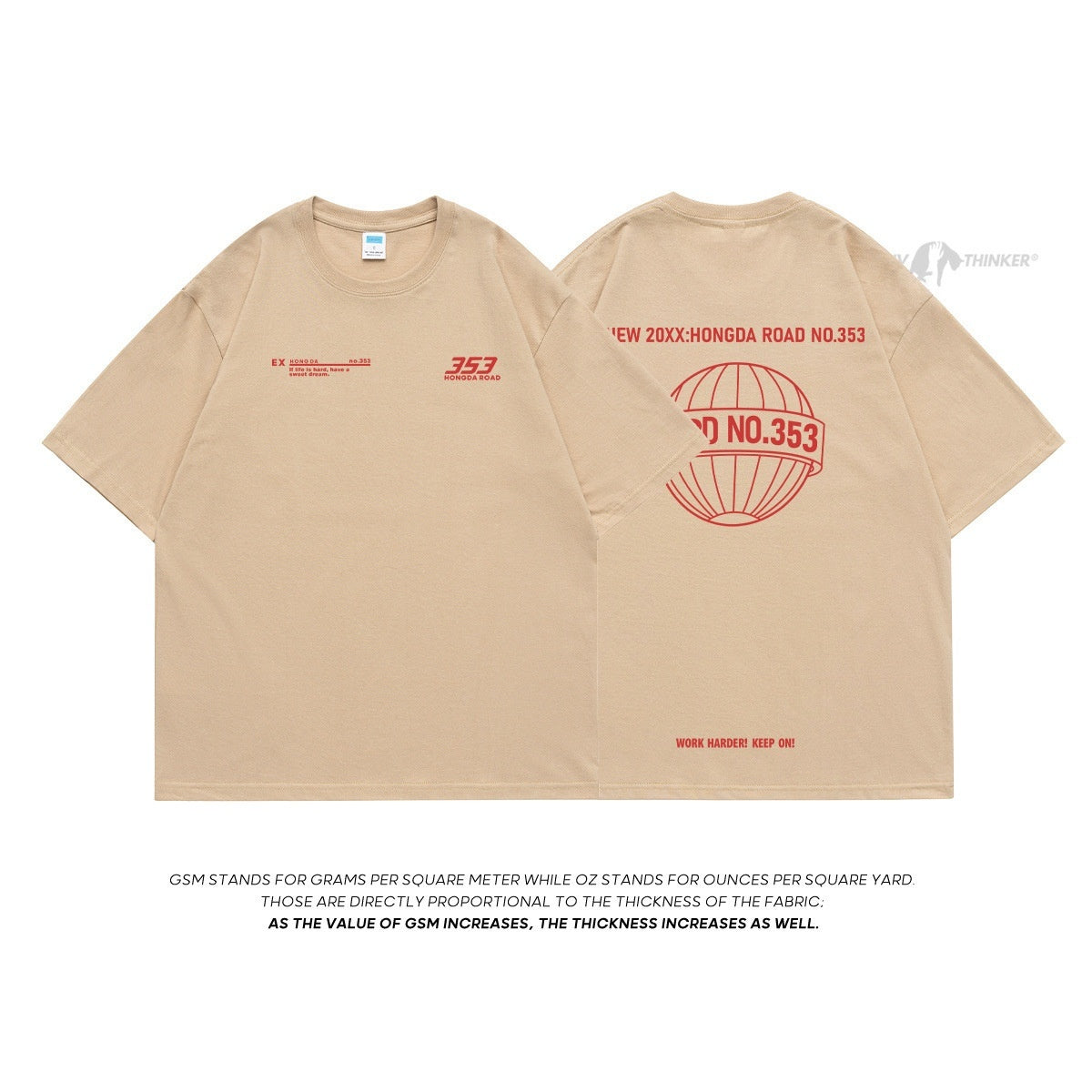 Letter Print Men's Loose-fitting Casual Short-sleeve