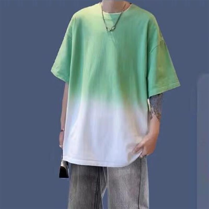 Gradient Short-sleeved Men's Summer Suit Jeans Ruoshuai Two-piece Set