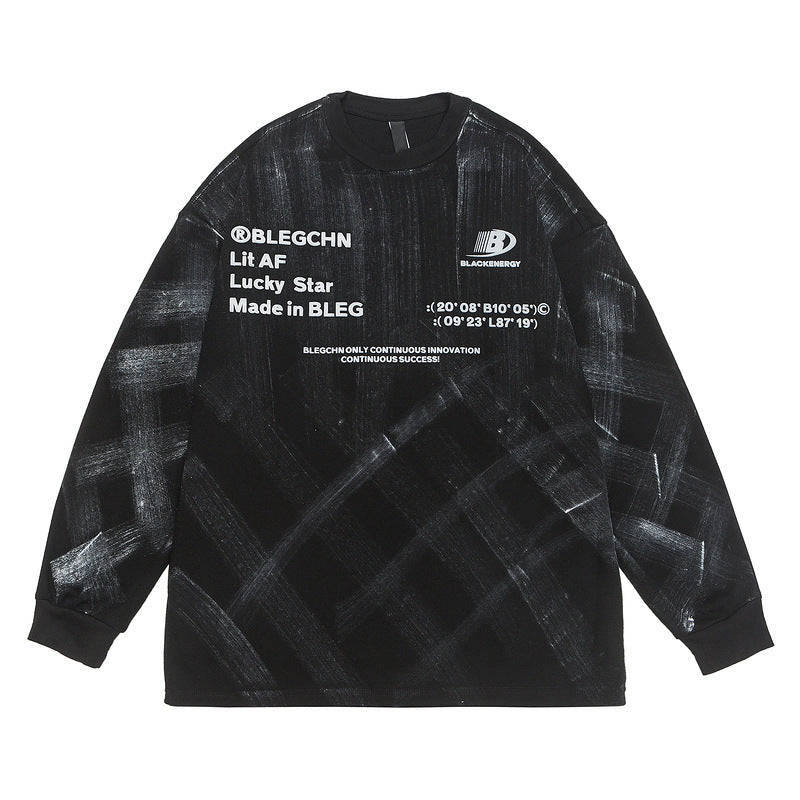 Retro Hand-painted Tie-dyed Long-sleeved T-shirt For Men