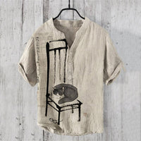 Printed Men's Casual Loose-fit Retro Short-sleeve