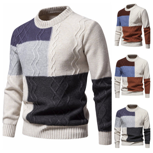 Color-block Crew Neck Knitwear For Men null