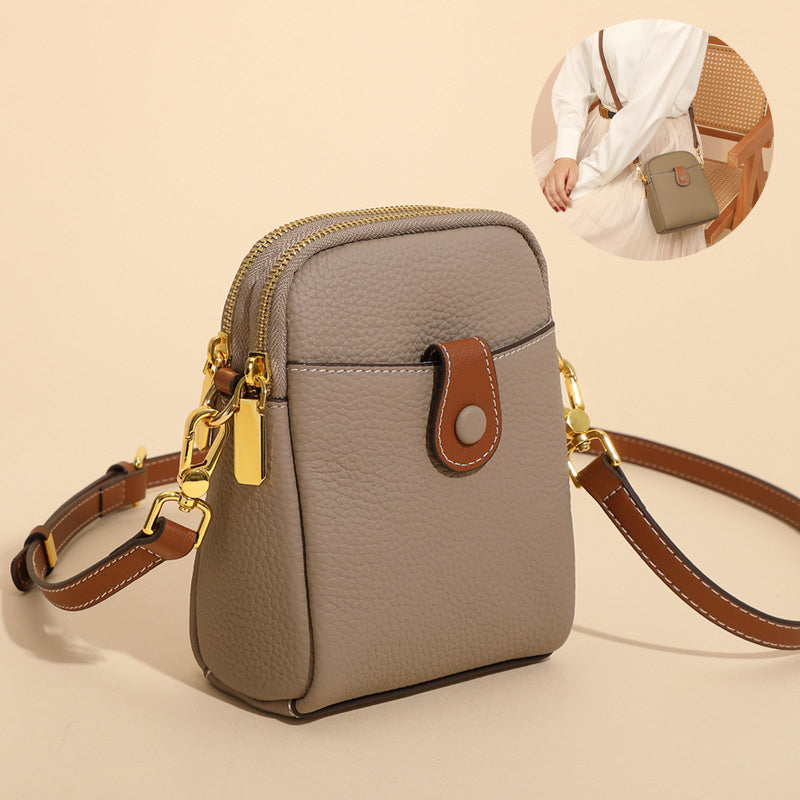 Lychee Pattern Mobile Phone Bag Small High Quality Leather Crossbody Bags For Women Wallet null