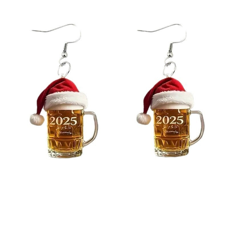 2025 Christmas Beer Steins Acrylic Earrings null