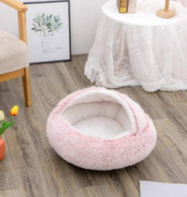 2 In 1 Dog And Cat Bed Pet Winter Bed Round Plush Warm Bed House Soft Long Plush Pets Bed Pet Products null