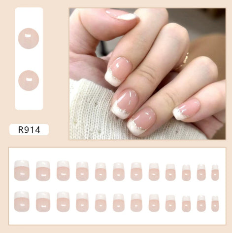 Simple Color-Block Nail Art For A Fairer Look 24-piece Wearable Nail Tips With Gradient Design