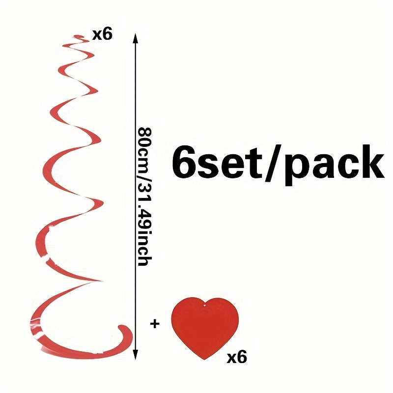 6pcs Heart Spiral Hanging Decorations - Perfect for Holiday Parties & Celebrations, Perfect for Winter, New Year