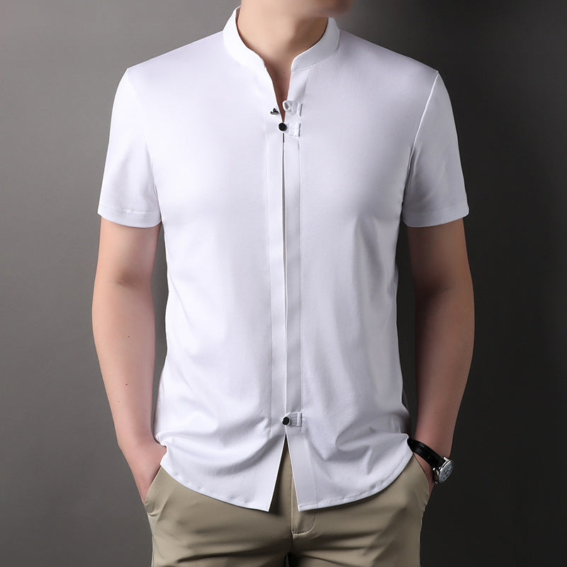 Men's Short Sleeve Shirt Mercerized Liquid Ammonia Cotton Half Sleeve