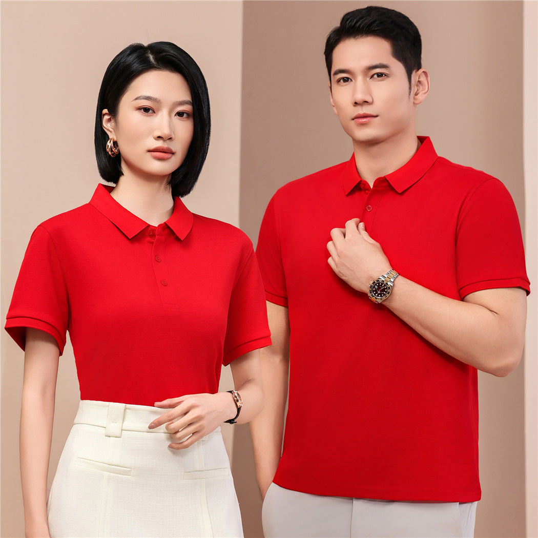 230g 40 Heavy Pearl Cotton Polo Shirt Short Sleeve Lapel