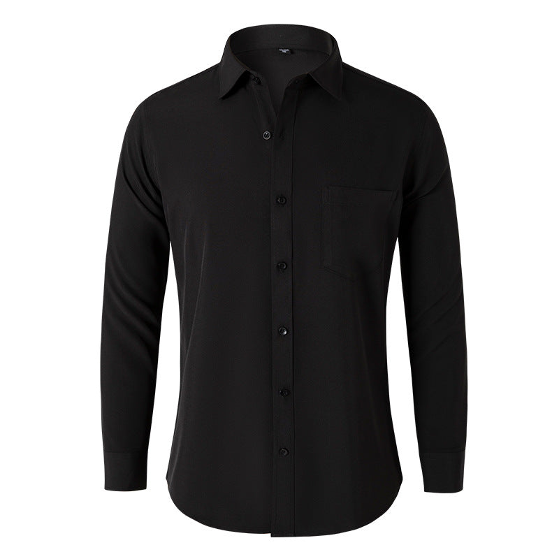 Solid Color Long Sleeve Men's Shirt Black Casual New Fashion