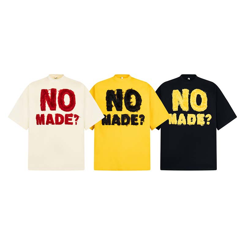 National Fashion American Letter Flocking Machine Embroidery Round Neck Short Sleeve