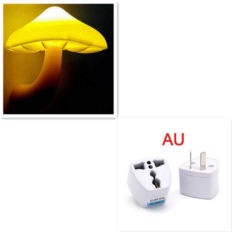 LED Night Light Mushroom Wall Socket Lamp EU US Plug Warm White Light-control Sensor Bedroom Light Home Decoration null